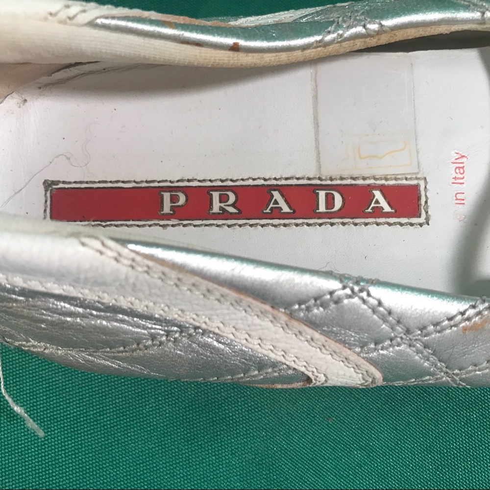 Silver Prada Ballet Flats - Picture 4 of 5